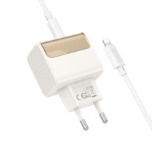 СЗУ Hoco CS73A Star Speed PD30W+QC3.0 (1USB-A/1C) + кабель Type-C to Lightning – Белый