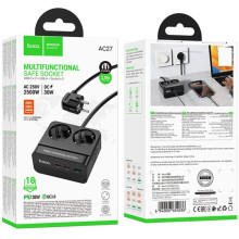 Удлинитель Hoco AC27 Descanso (PD30W/2C/1A/2xSocket) (2m) – Черный