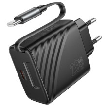 СЗУ Hoco N57 Full PD20W with retractable cable Type-C (2USB-C) – Черный