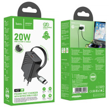 СЗУ Hoco N57 Full PD20W with retractable cable Type-C (2USB-C) – Черный