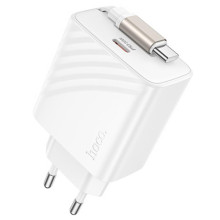 СЗУ Hoco N57 Full PD20W with retractable cable Type-C (2USB-C) – Белый