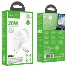 СЗУ Hoco N57 Full PD20W with retractable cable Type-C (2USB-C) – Белый