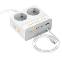 Удлинитель Hoco AC28 Descanso (PD45W/1C/3A/2xSocket) (2m) – Белый