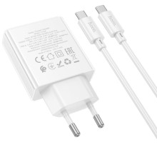 СЗУ Hoco C142A Direct PD20W+QC3.0 (1USB-A/1C) + кабель Type-C to Type-C – Белый