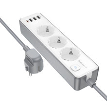 Удлинитель Borofone BAC9 Power PD20W (3USB-A/1C/3xSocket) (2m)