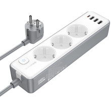 Удлинитель Borofone BAC9 Power PD20W (3USB-A/1C/3xSocket) (2m) – Белый