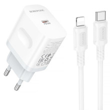 СЗУ Borofone BA99A Breeze PD20W (1USB-C) + кабель Type-C to Lightning