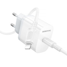 МЗП Borofone BA99A Breeze PD20W (1USB-C) + кабель Type-C to Lightning – Білий