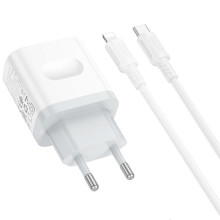МЗП Borofone BA99A Breeze PD20W (1USB-C) + кабель Type-C to Lightning – Білий