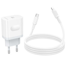 МЗП Borofone BA99A Breeze PD20W (1USB-C) + кабель Type-C to Lightning – Білий