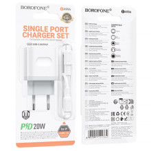 МЗП Borofone BA99A Breeze PD20W (1USB-C) + кабель Type-C to Lightning – Білий