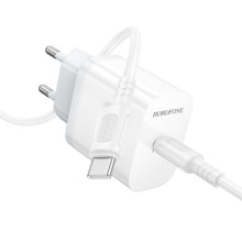 СЗУ Borofone BA99A Breeze PD20W (1USB-C) + кабель Type-C to Type-C – Белый