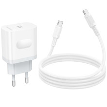 СЗУ Borofone BA99A Breeze PD20W (1USB-C) + кабель Type-C to Type-C – Белый