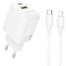 СЗУ Borofone BN27 Fuente PD20W+QC3.0 (1USB-A/1C) + кабель Type-C to Lightning