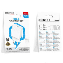 МЗП Borofone BAS71A Source 10.5W (1USB-A) + кабель USB to Type-C – Білий
