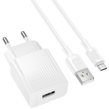 СЗУ Borofone BAS71A Source 10.5W (1USB-A) + кабель USB to MicroUSB – Белый