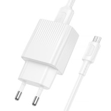 СЗУ Borofone BAS71A Source 10.5W (1USB-A) + кабель USB to MicroUSB – Белый