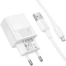 СЗУ Borofone BAS71A Source 10.5W (1USB-A) + кабель USB to MicroUSB – Белый