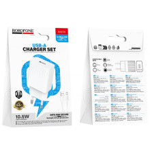 СЗУ Borofone BAS71A Source 10.5W (1USB-A) + кабель USB to MicroUSB – Белый