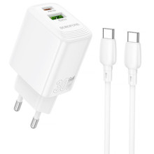 СЗУ Borofone BN29 Fuente PD30W+QC3.0 (1USB-A/1C) + кабель Type-C to Type-C