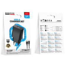 СЗУ Borofone BAS71A Source 10.5W (1USB-A) + кабель USB to Type-C – Черный