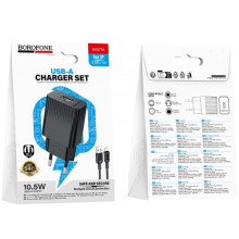 СЗУ Borofone BAS71A Source 10.5W (1USB-A) + кабель USB to Lightning – Черный