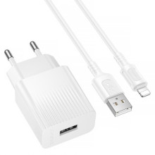 СЗУ Borofone BAS71A Source 10.5W (1USB-A) + кабель USB to Lightning – Белый