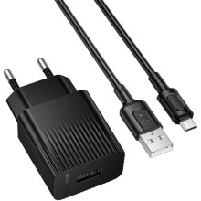 СЗУ Borofone BAS71A Source 10.5W (1USB-A) + кабель USB to MicroUSB – Черный