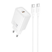 СЗУ Hoco N62 Gentle PD30W (1USB-C) + кабель Type-C to Type-C – Белый