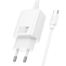 СЗУ Hoco N62 Gentle PD30W (1USB-C) + кабель Type-C to Type-C – Белый