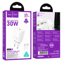 СЗУ Hoco N62 Gentle PD30W (1USB-C) + кабель Type-C to Type-C – Белый