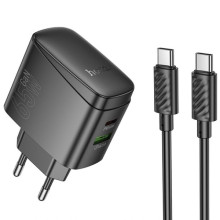 СЗУ Hoco CS63A Bright PD65W (1USB-A/1C) + кабель Type-C to Type-C