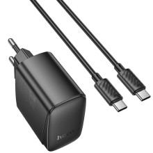 СЗУ Hoco CS63A Bright PD65W (1USB-A/1C) + кабель Type-C to Type-C – Черный