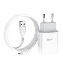 СЗУ Hoco C72A Glorious 2.1A (1USB-A) + кабель USB to MicroUSB – Белый