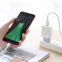 СЗУ Hoco C72A Glorious 2.1A (1USB-A) + кабель USB to MicroUSB – Белый