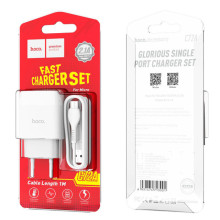 СЗУ Hoco C72A Glorious 2.1A (1USB-A) + кабель USB to MicroUSB – Белый