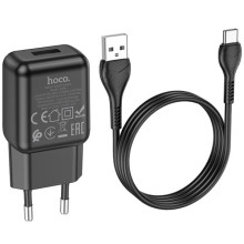 МЗП Hoco C96A (1USB/2.1A) + кабель USB to Type-C – Чорний