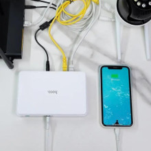 Джерело безперебійного живлення Hoco DB25 Plus Smart Mini UPS для роутерів 5V/9V/12V 10000 mAh – Білий