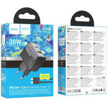 СЗУ Hoco CS73A Star Speed PD30W+QC3.0 (1USB-A/1C) + кабель Type-C to Lightning – Черный