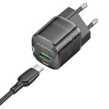 СЗУ Borofone BN17 Sunlight PD20W+QC3.0 (1USB-A/1C) + кабель Type-C to Type-C – Черный