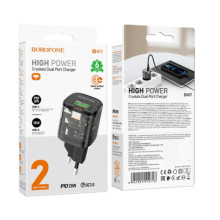 СЗУ Borofone BN17 Sunlight PD20W+QC3.0 (1USB-A/1C) – Черный