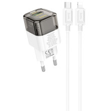 СЗУ Hoco C131A Platium PD30W+QC3.0 (1USB-A/1C) + кабель Type-C to Lightning
