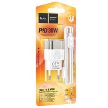 СЗУ Hoco C131A Platium PD30W+QC3.0 (1USB-A/1C) + кабель Type-C to Type-C – Черный