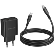 СЗУ Borofone BA97A PD30W (1USB-C) + кабель Type-C to Type-C – Черный