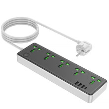 Удлинитель Hoco AC13A Safety Socket (3USB-A/1C/5xSocket) (1.5m) – Черный