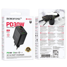 МЗП Borofone BA98A Ilustre with digital display PD30W (1USB-A/2C) – Чорний