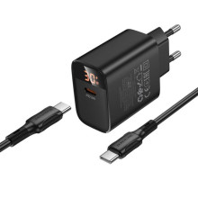 МЗП Borofone BA97A PD30W (1USB-C) + кабель Type-C to Type-C – Чорний