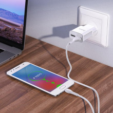 СЗУ Hoco C88A Star round 2.4A (2USB-A) + кабель USB to MicroUSB – Белый