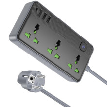 Удлинитель Borofone BAC2A (3USB-A/1C/3xSocket) (1.5m) – Черный