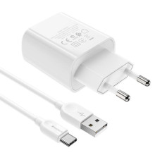 СЗУ Borofone BA58A with digital display 2.4A (2USB-A) + кабель USB to Type-C – Белый